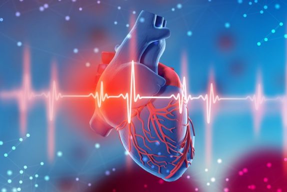 An artistic representation of a heart with a heartbeat line and vibrant background.